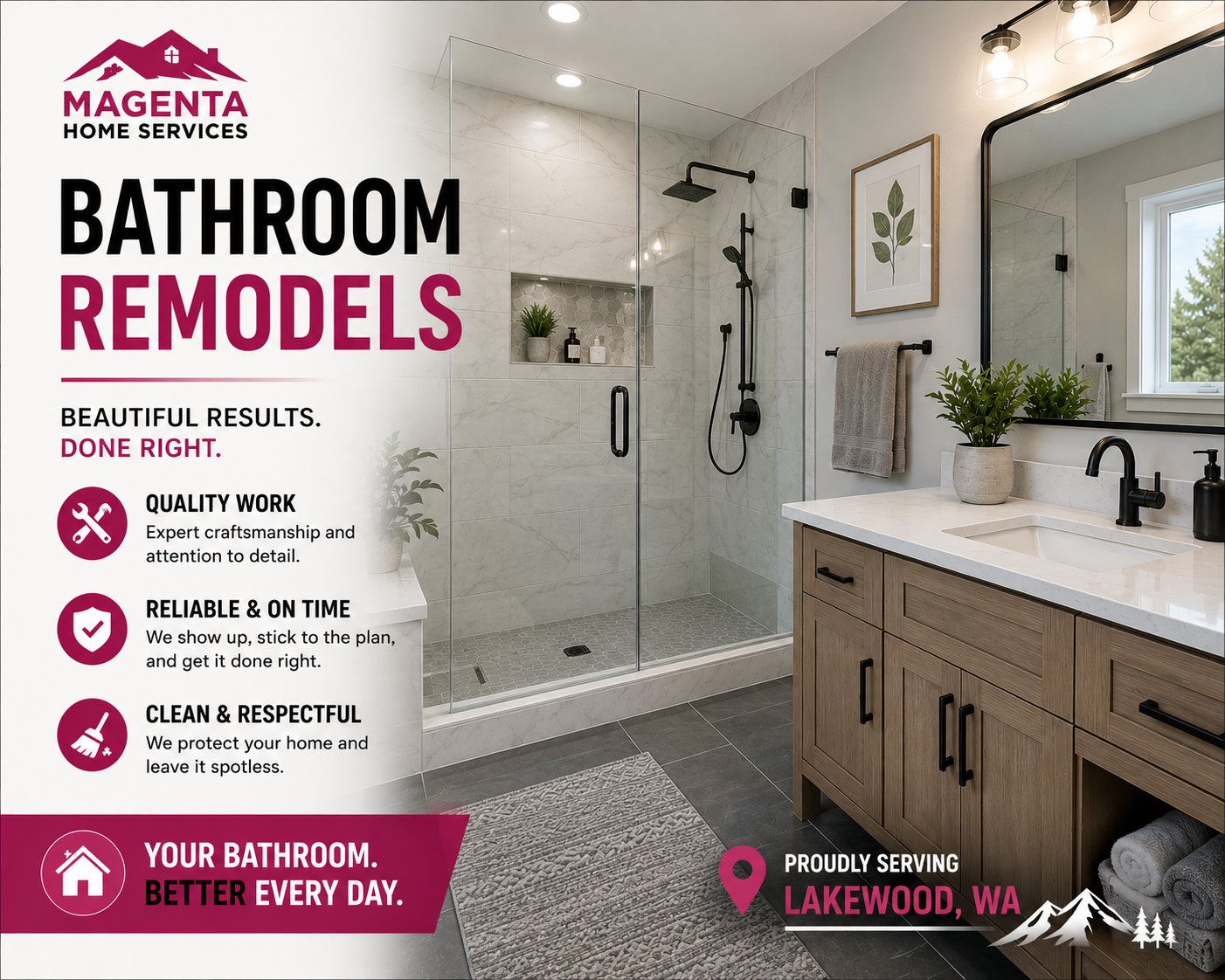 Bathroom remodeling in Lakewood, WA